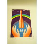 A Russian Propaganda space poster for Vostok 1, Yuri Gagarin, dated 12 April,