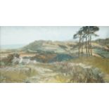 Fred Monks Coastal landscape Oil on board Signed lower left 30.5cm x 55.
