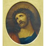 After Guido Reni Head of Christ Oil on paper, laid onto canvas 29.5cm x 24.