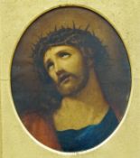 After Guido Reni Head of Christ Oil on paper, laid onto canvas 29.5cm x 24.