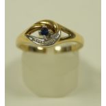 A single stone sapphire ring, stamped '9ct', finger size P1/2, 2.