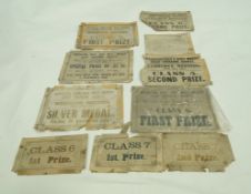 A collection of Victorian cardboard signs of Wrington Vale sheep shearing society