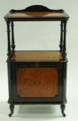 A Victorian ebonised and burr walnut what not,