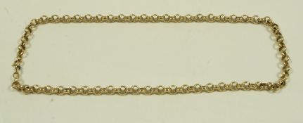 A 9 carat gold chain, of hollow round belcher links, 46 cm long, 10.