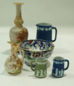 Three 19th century Wedgwood dipped Jasperware jugs,