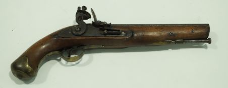 A 19th century flintlock pistol, stamped "Blissett",