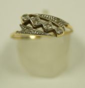 A four stone single cut diamond ring, unmarked, finger size T,