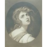 H Colemack Portrait of a girl and her dog Mezzotint Signed in pencil lower right 70cm x 61cm And