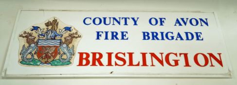 A fire brigade sign for The County of Avon Fire Brigade, Brislington, Bristol, 42.