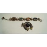 A silver hardstone set bracelet,