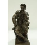 A Belgian bronze figure of Lorenzo de Medici after Michelangelo,