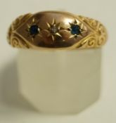 A 9 carat gold sapphire and diamond ring, Birmingham 1916, finger size O, 1.