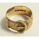 An Edwardian 9 carat gold buckle ring, Birmingham 1906, finger size U1/2, 6.