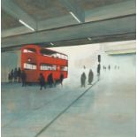 Janet Ledger, Finsbury Park Terminal oil on board signed lower left 22.5cm x 22.