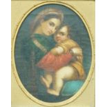 After Raphael Madonna and child Oil on canvas 24cm x 19cm