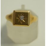 An 18 carat gold diamond signet ring, London 1924,