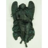 A bronze wall plaque after Dumaige, in the form of an angel holding a shell, 41.