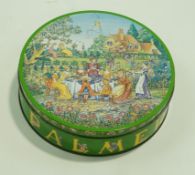 A Huntley and Palmer "Naughty" tin depicting an English garden party