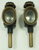 A pair of late 19th century brass coaching lamps,