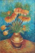 After Vincent Van Gough Flowers in a vase Oil on canvas 90cm x 59cm