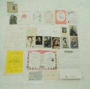 A collection of autographs, postcards,