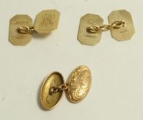 A pair of 9 carat gold cufflinks, Birmingham 1929,