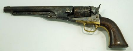A 19th century revolver, matching stamped number 19835, 44 calibre,