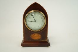 An Edwardian inlaid mahogany mantel clock,