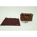 A Mulberry brown leather crocodile embossed hand bag with detachable shoulder strap and protection