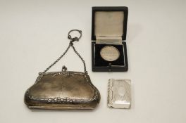 A North Somerset Agricultural Society long service medal; a silver purse; 112 g gross;