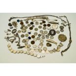 A quantity of silver and silver coloured jewellery and coins, 388.2 g (12.