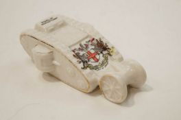 A Crested Ware model of a WWI British Tank, for the City of London,