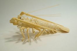 An early 20th Century articulated bone model of a crayfish, 26cm long.