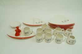 A Carltonware pottery part dinner service designed by Peter Foster, with the Orbit pattern,