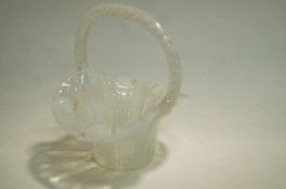 A mid 20th Century glass basket with white twist decoration throughout, 11cm high.