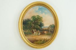 H H Armitage A pair of Figures - Cattle and horses in a landscape and Figures fishing in a