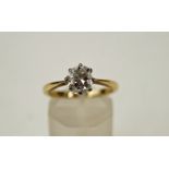 A single stone diamond ring, stamped '9ct', finger size N, 2.