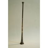 A Silver hunting horn, probably Goldsmiths and Silversmiths Co Ltd, London 1907, 35 cm long,