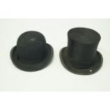 An early 20th Century silk top hat,