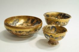 Three Japanese Satsuma bowls,