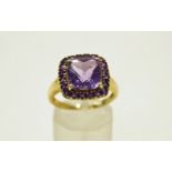 An amethyst 9 carat gold cluster ring, from QVC, finger size O1/2, 3.