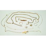 A collection of 9ct gold items,