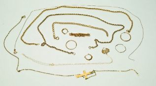 A collection of 9ct gold items,