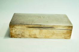 A Silver cigarette box, of plain rectangular form, monogrammed,