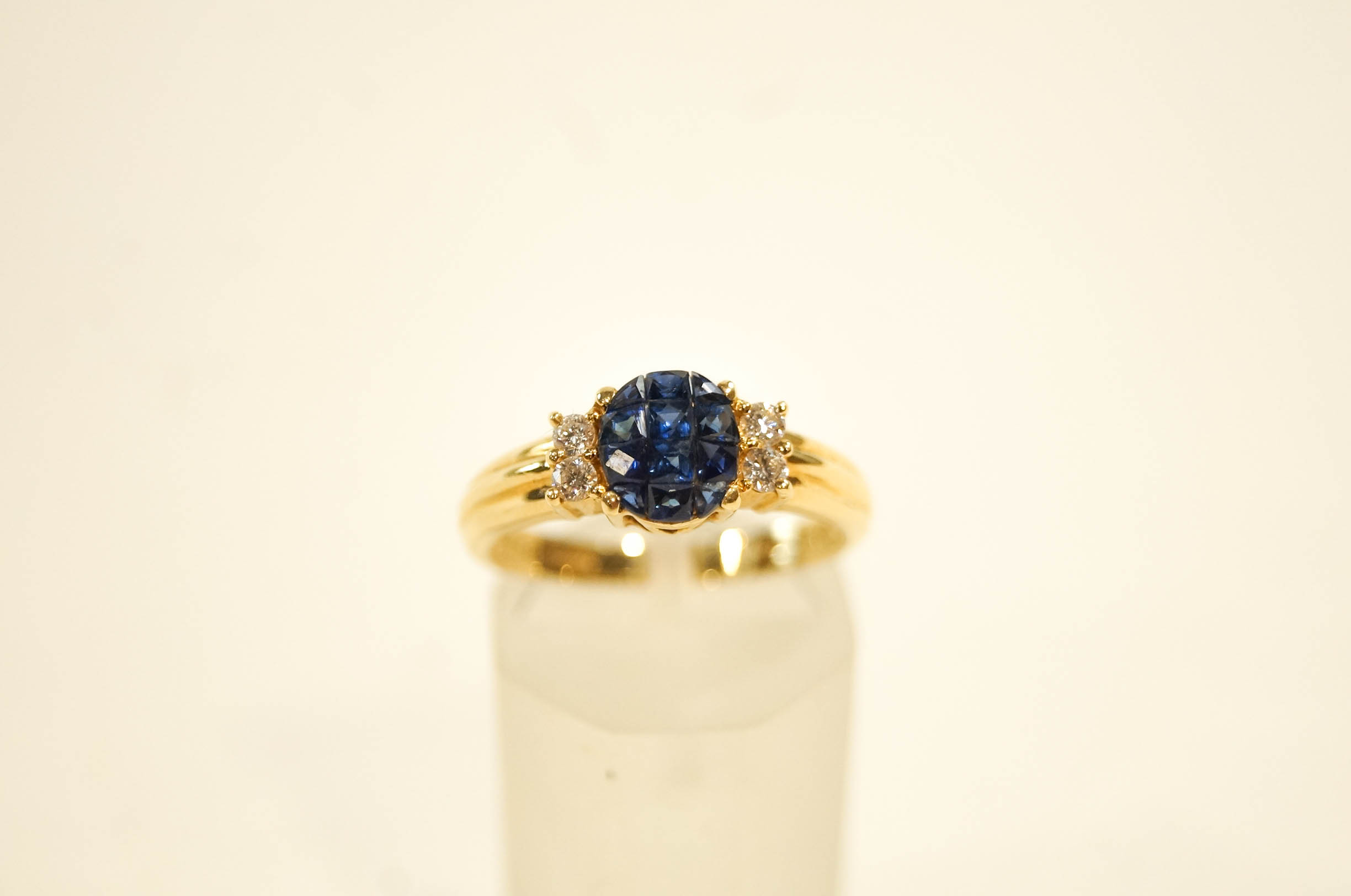 A diamond and calibre sapphire ring, - Image 2 of 2