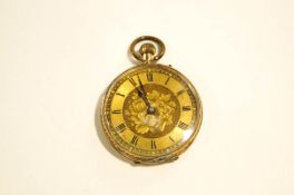 Anonymous, a fob watch, the four piece hinged case, with gilt metal cuvette, stamped '9c',
