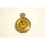 Anonymous, a fob watch, the four piece hinged case, with gilt metal cuvette, stamped '9c',