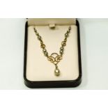 A 9 carat gold and simulated pearl necklace, 42 cm long, 4.