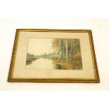 E Nevil River Scenes (A pair) Signed E Nevil 1894 Watercolour 33cm x 50cm