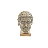 A British Museum replica Sophocles Greek bust, formed of acrylic resin, with an aged bronze finish,